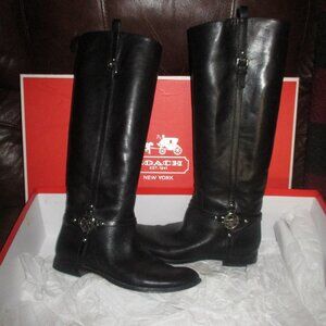 Coach Mulan Tall Black Riding Leather Boots 8.5